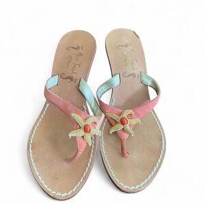 Vintage Miss Trish Women's Pink Leather sandals with Star detail